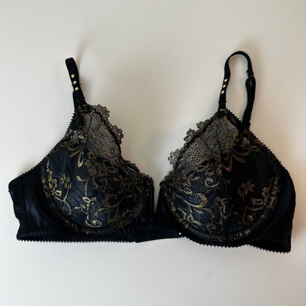 Pleasure State Black & Gold Lace Bra